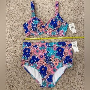NWT Raisins Curve Floral High Waist Bikini Set | Retro Mod Swimwear